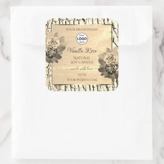 Bruin hout Rozen Etiketten Logo (Tas)