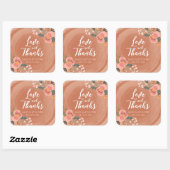 Bruin hout Rustic Floral Wedding Love and Bedankt Vierkante Sticker (Vel)