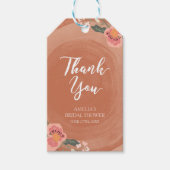 Bruin Hout Rustiek Bloemen Vrijgezellenfeest Dank Cadeaulabel (Voorkant)