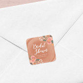 Bruin Hout Rustiek Bloemen Vrijgezellenfeest Vierk Vierkante Sticker