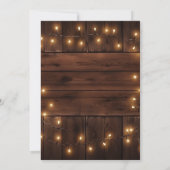 Bruin Hout Rustieke String Lights Wedding Kaart (Achterkant)