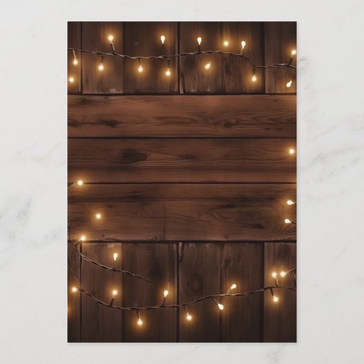 Bruin Hout Rustieke String Lights Wedding Menu (Achterkant)