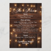 Bruin Hout Rustieke String Lights Wedding Menu (Voorkant)