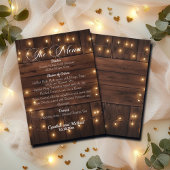 Bruin Hout Rustieke String Lights Wedding Menu