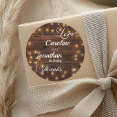 Bruin Hout Rustieke String Lights Wedding Ronde Sticker
