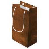 Bruin hout Rustisch patroon Klein Cadeauzakje (Achterkant Gekanteld)