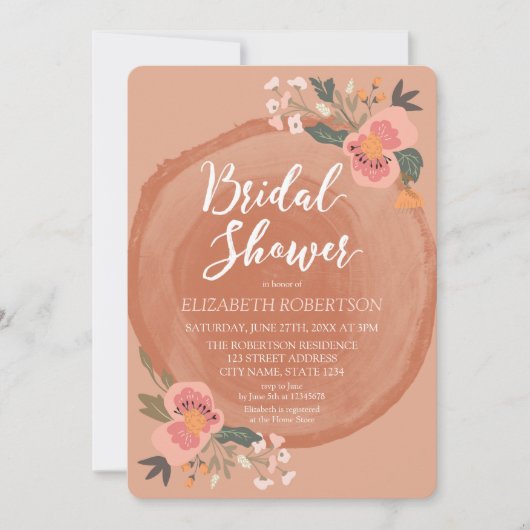 Bruin hout Rustisch Vrijgezellenfeest Kaart (Voorkant)