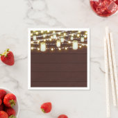 Bruin Hout & Strijklichten Landelijk Rustiek Feest Servet (Insitu)