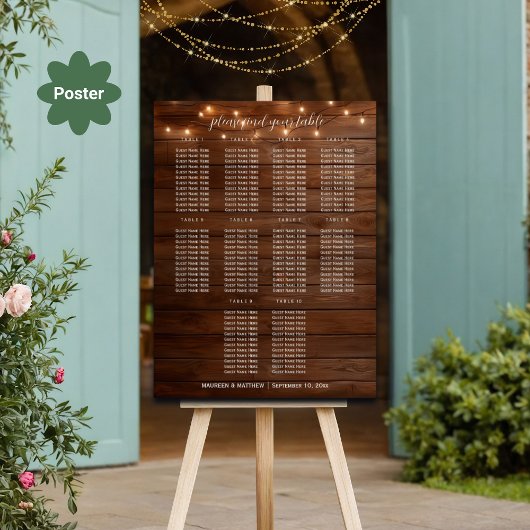 Bruin Hout String Lichten 10 Tafels Trouwstoelen Poster