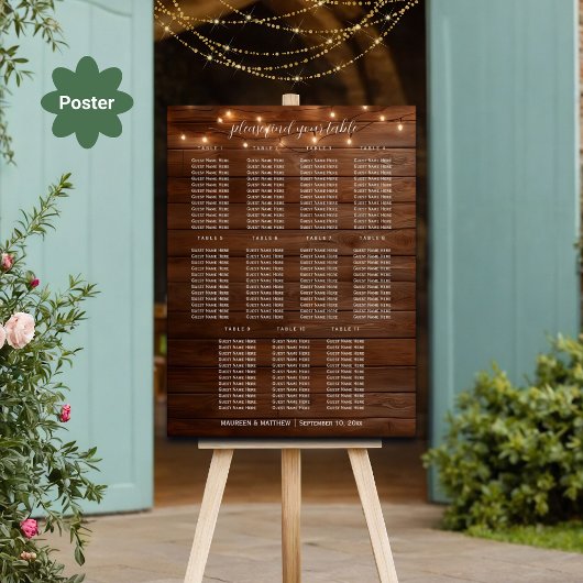 Bruin Hout String Lichten 11 Tafels Trouwstoelen Poster