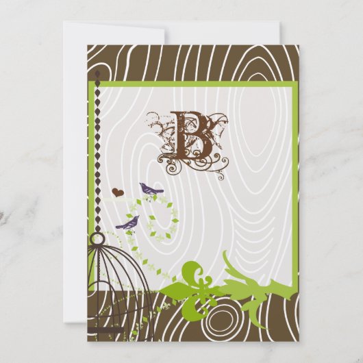 Bruin hout Tortelduifjes Apple Green Borders Kaart (Achterkant)