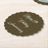 Bruin Hout Traditioneel 5e Huwelijk Jubileum, Kartonnen Onderzetters (Gekanteld)