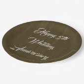 Bruin Hout Traditioneel 5e Huwelijk Jubileum, Papieren Bordje (Gekanteld)