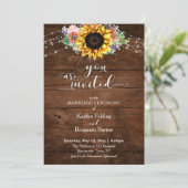 Bruin Hout, Typografie, Zonnebloem & Lichten Huwel Kaart (Staand voorkant)