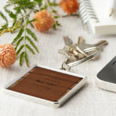 Bruin hout Verlies en Gevonden Sleutelhanger (Zijkant)