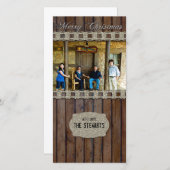 Bruin Hout Zilver Country Foto Kerst Kaart (Voorkant / Achterkant)