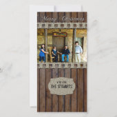 Bruin Hout Zilver Country Foto Kerst Kaart (Voorkant)