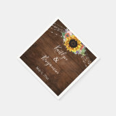 Bruin hout Zonnebloemlampjes Namen & Datum Servet (Hoek)