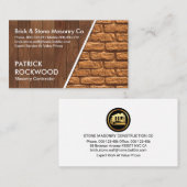Bruin houten baksteenlagen gebouw visitekaartje (Voorkant / Achterkant)