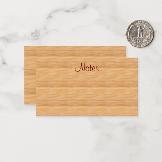 Bruin houten blik Elegante Handschrifttekst Sjablo Notitiekaartje (Voorkant / Achterkant in situ)