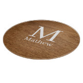 bruin houten frame rustieke naam monogram patroon  snijplank (Hoek)