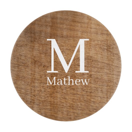 bruin houten frame rustieke naam monogram patroon  snijplank (Voorkant)