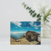 Bruin houten huis in Chandrashila Tungnath India Briefkaart (Staand voorkant)