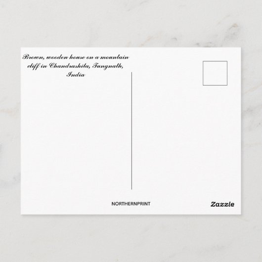 Bruin houten huis in Chandrashila Tungnath India Briefkaart (Achterkant)
