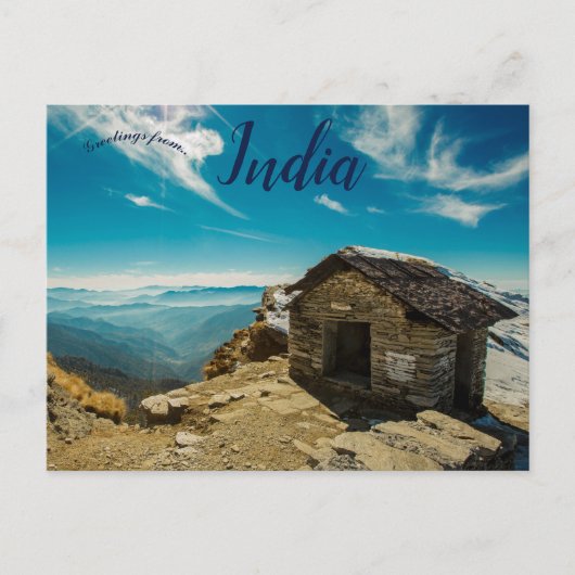 Bruin houten huis in Chandrashila Tungnath India Briefkaart (Voorkant)