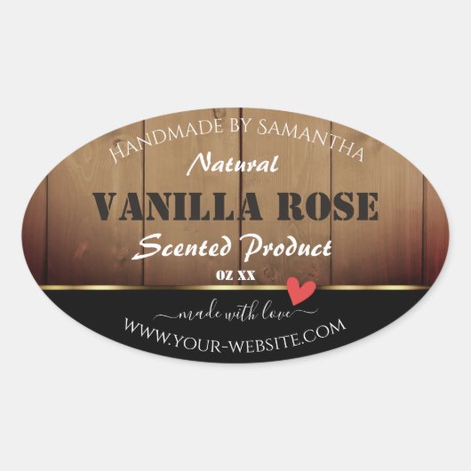 Bruin-houten korrels Verpakkingslabels Hart Ovale Sticker (Voorkant)