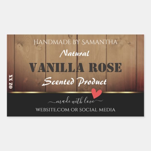 Bruin-houten korrels Verpakkingslabels Hart Rechthoekige Sticker (Voorkant)