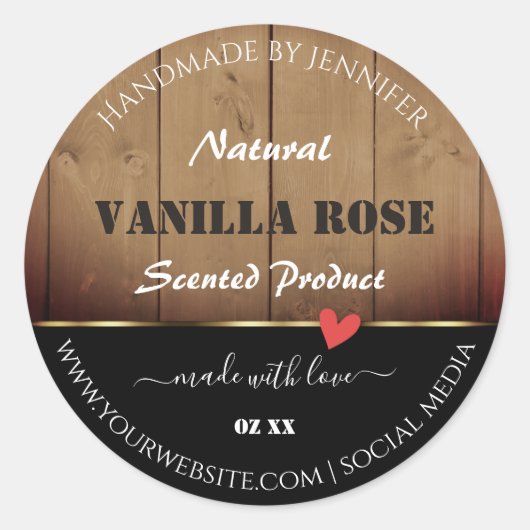 Bruin-houten korrels Verpakkingslabels Hart Ronde Sticker (Voorkant)