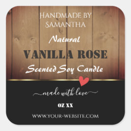 Bruin-houten korrels Verpakkingslabels Hart Vierkante Sticker