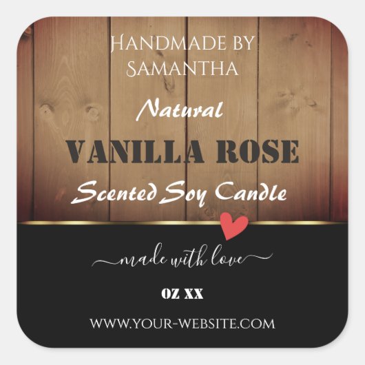 Bruin-houten korrels Verpakkingslabels Hart Vierkante Sticker (Voorkant)