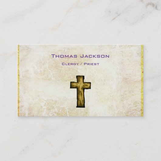Bruin Houten Kruis Christelijk Religieus Visitekaartje (Voorkant)