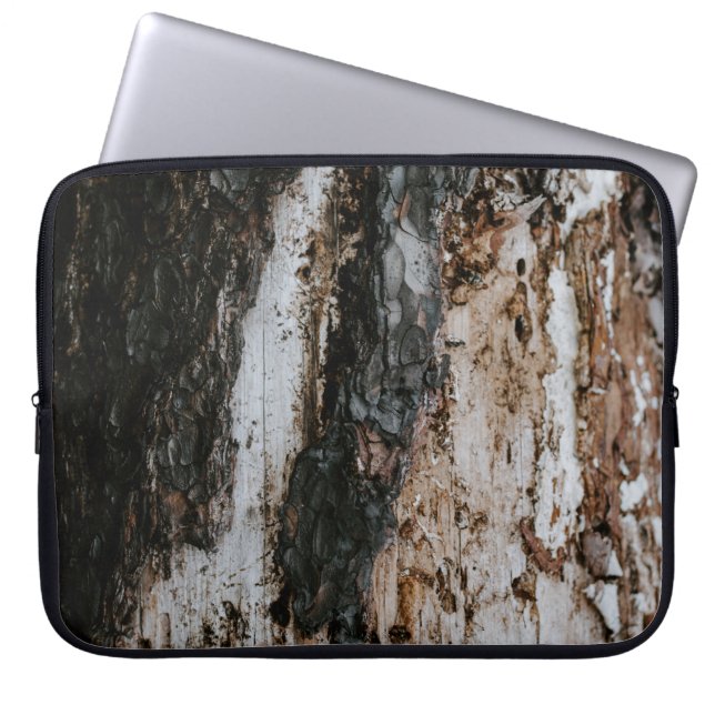 Bruin houten log laptop sleeve (Voorkant)