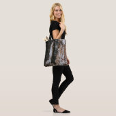 Bruin houten log tote bag (Op model)