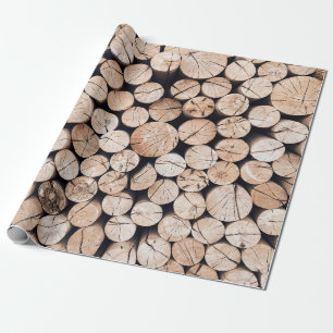 Bruin houten loghout cadeaupapier