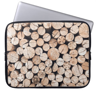 Bruin houten loghout laptop sleeve