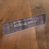 Bruin houten ontwerp Achtergrond leverbaar Naambordje (Zijkant)