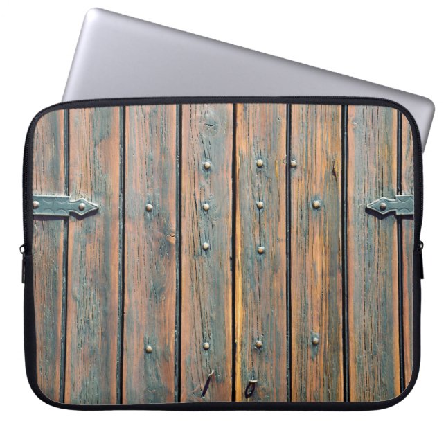 Bruin houten paneel laptop sleeve (Voorkant)