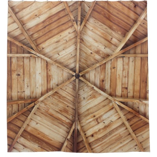 Bruin houten plafond douchegordijn (Voorkant)