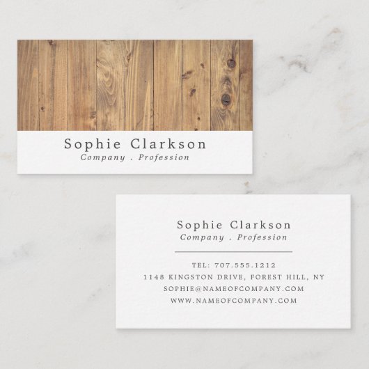 Bruin-houten-plankeffect, bijtend visitekaartje (Voorkant / Achterkant)