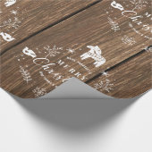 Bruin houten planken met witte kerstversiering cadeaupapier (Hoek)