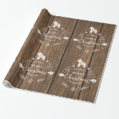 Bruin houten planken met witte kerstversiering cadeaupapier (Uitgerold)