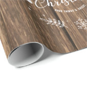 Bruin houten planken met witte kerstversiering cadeaupapier (Rol Hoek)
