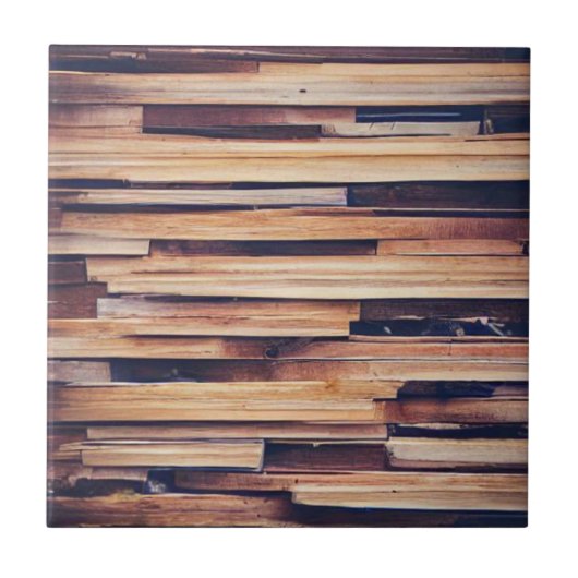 Bruin houten planken tegeltje (Voorkant)