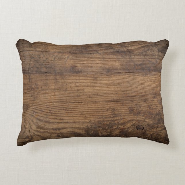 Bruin Houten Textuur Abstracte Achtergrond Accent Kussen (Voorkant)
