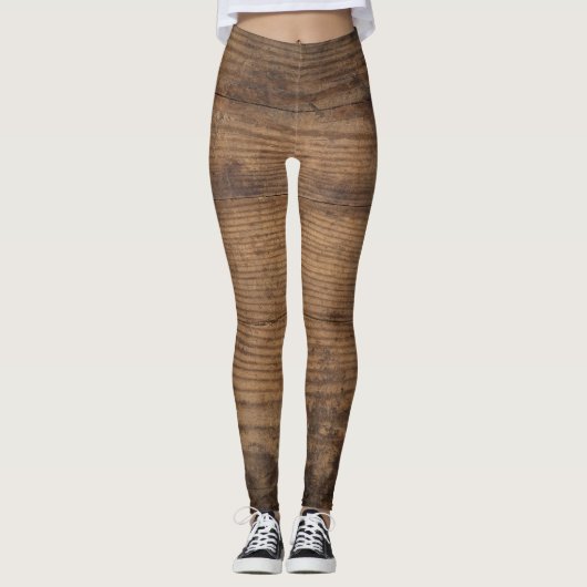 Bruin Houten Textuur Abstracte Achtergrond Leggings (Voorkant)