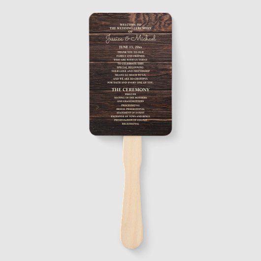 Bruin Houten Trouwprogramma met Landelijke Uitstra Handwaaier (Voorkant)